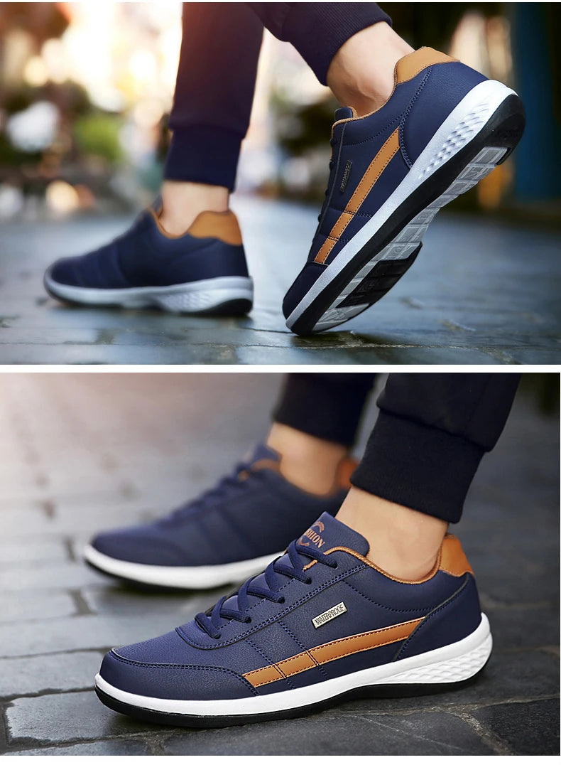 YRZL férfi cipő tavaszra és őszre, vízálló gyalogló sneaker, szabadidős férfi bőr sportcipő, csúszásmentes lábbeli, teniszcipő férfiaknak