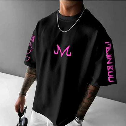 Dragon Ball Men's T-Shirt Majin Buu Printing Japanese Anime Summer Boy Children's Short Sleeve Oversize Parent-Child Wear