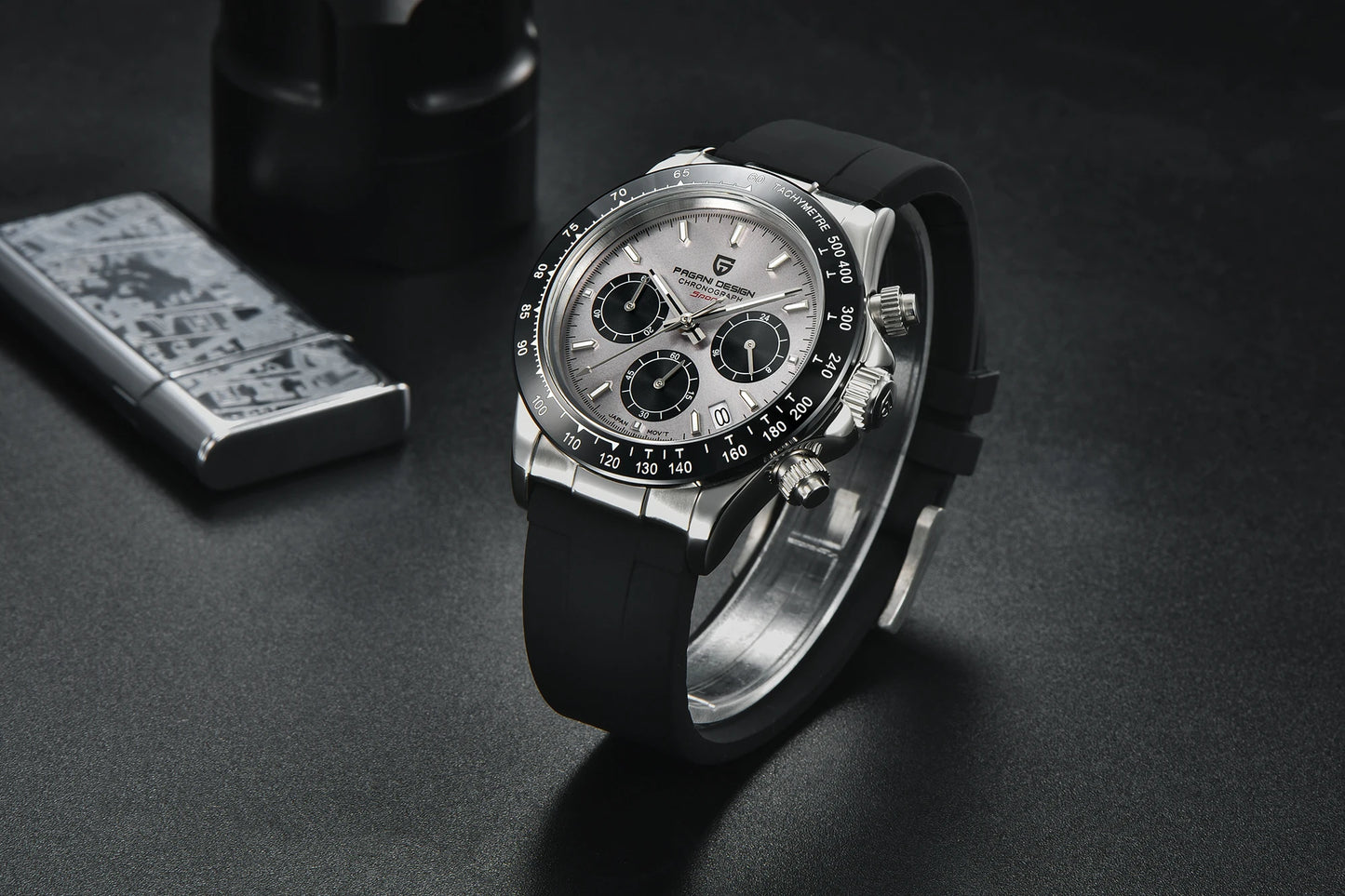 PAGANI DESIGN 1664 Luxury Automatic Mechanical Men's Watch VK63 movement AR Sapphire Crystal Rubber 100m Waterproof Men's Watch
