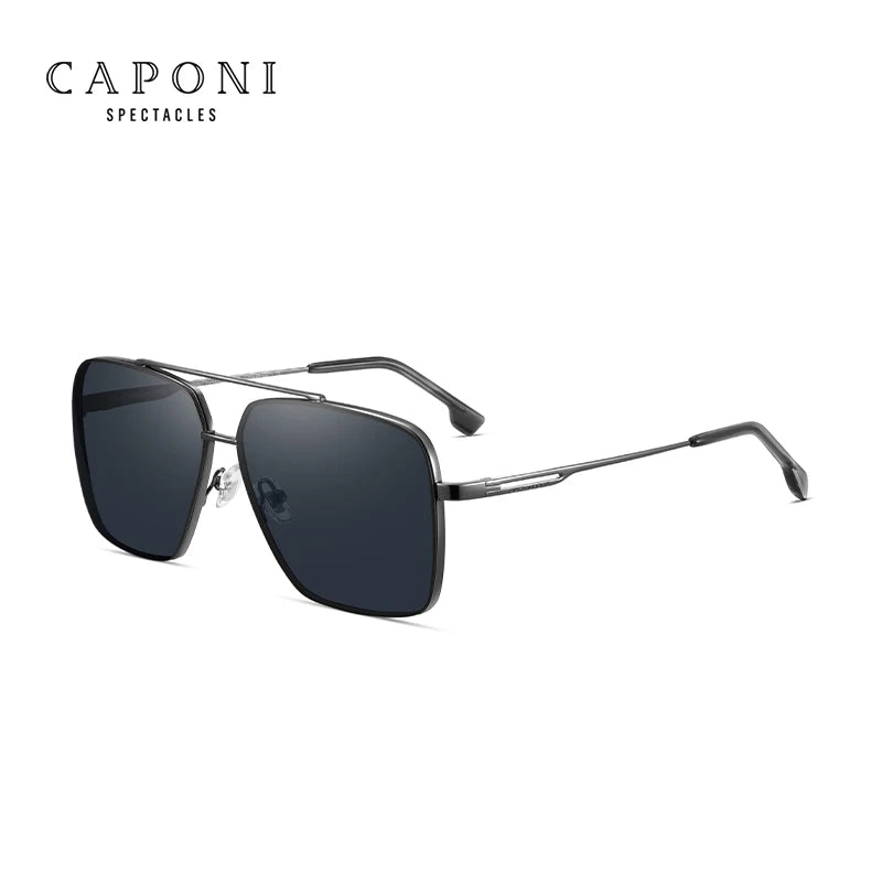 CAPONI Nylon Polarized Sunglasses For Men Square Driving Fashionable Alloy Shades Anti-Glare UV400 Protection Sun Glasses CP1325