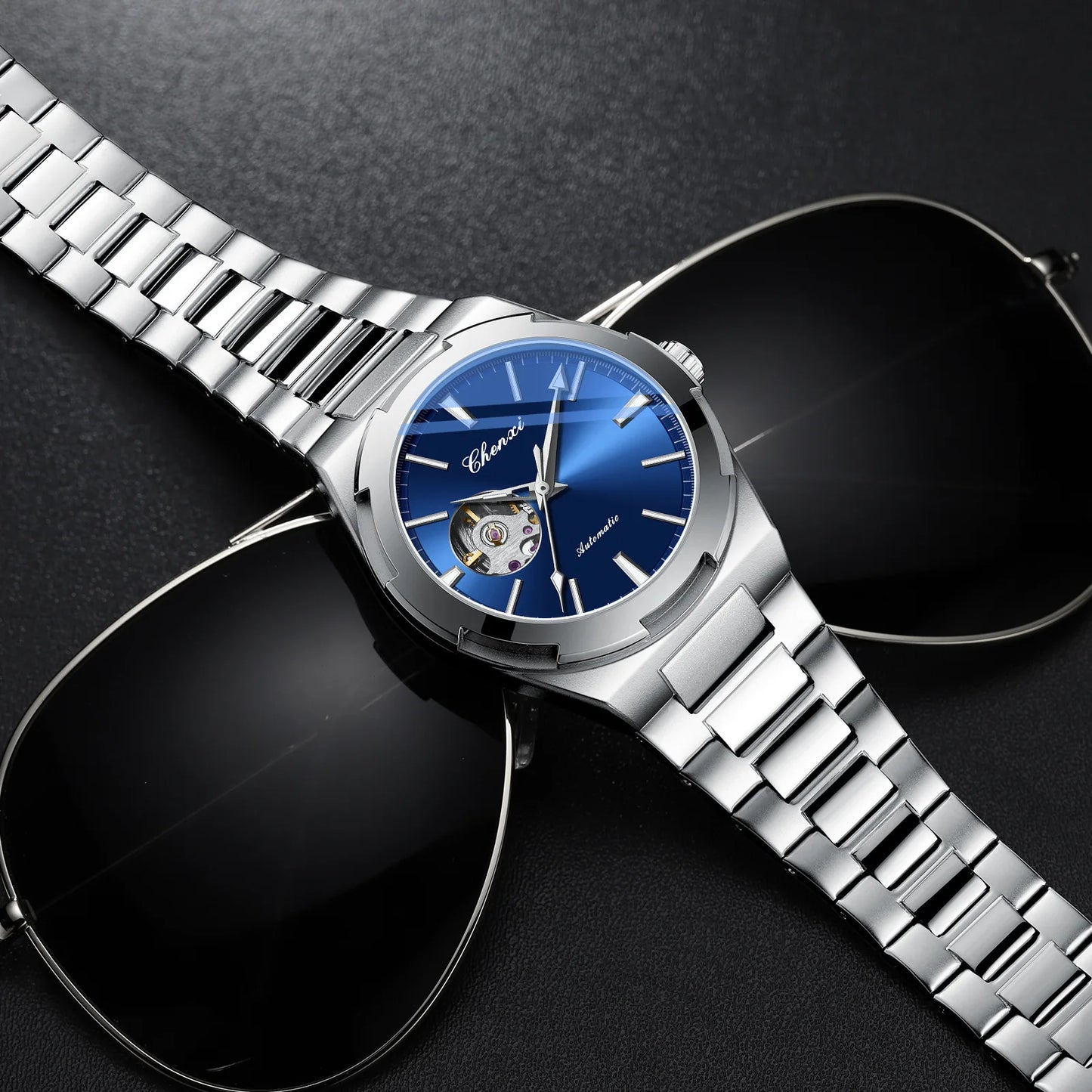 Men's Fully Automatic Mechanical New Trend Steel Strip Business Hollow Waterproof Male Fashion Wristwatches High End Gifts