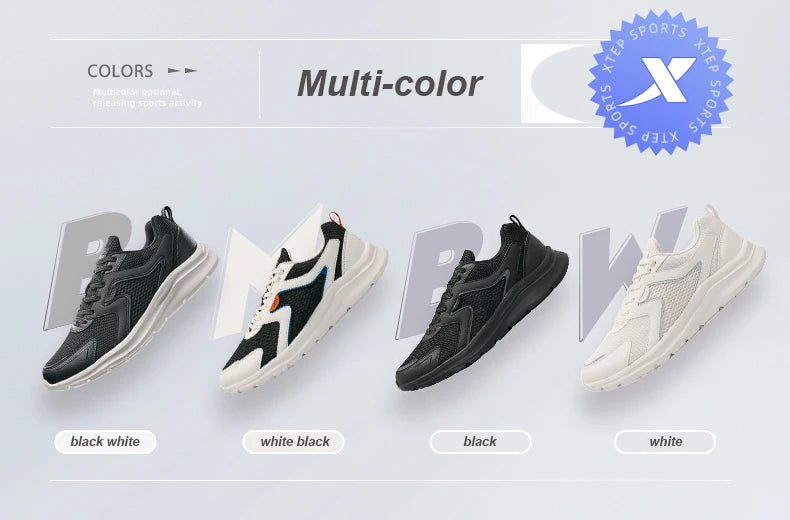 Zapatillas deportivas Xtep para hombre, de malla transpirable, para correr, para maratón de invierno, negras y blancas, zapatillas deportivas para hombre, 879119110110