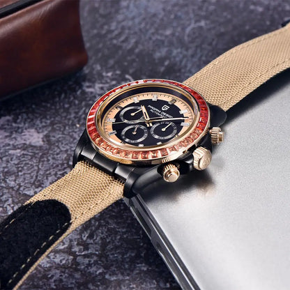 PAGANI DESIGN Luxury Men's Mechanical Watch 40mm Multifunctional timing watch Rainbow Bezel Sapphire Glass Men's Watches PD1732