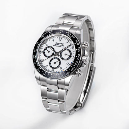 Sugess Diving Men's Watch Panda Automatic Mechanical Chronograph Peacock SL4801 Movement Wristwatch Waterproof Ceramic Bezel New