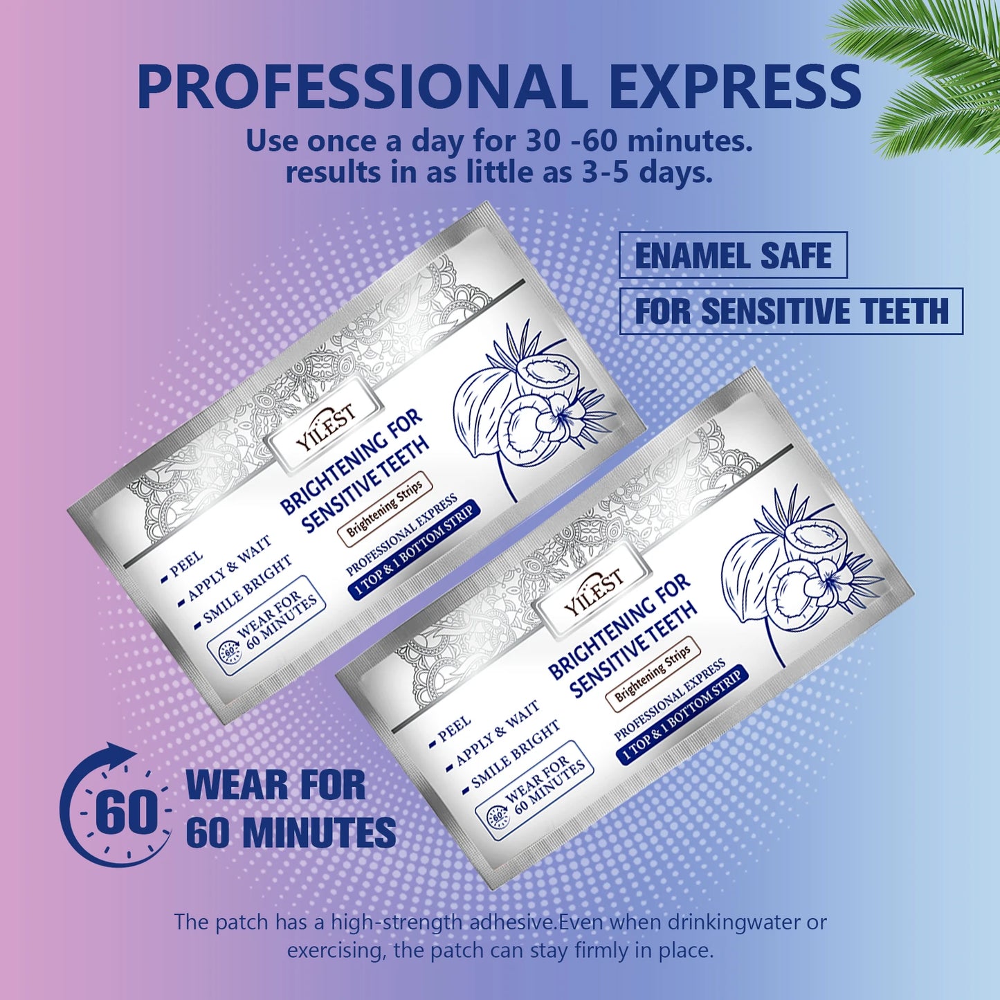 14 Strips Teeth Whitening Strips, Remove Plaque Stains Cleaning Oral Hygiene Sensitivity Relief, Fresh Breath Brighten Tooth Care