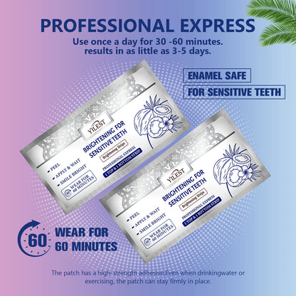 14 Strips Teeth Whitening Strips, Remove Plaque Stains Cleaning Oral Hygiene Sensitivity Relief, Fresh Breath Brighten Tooth Care