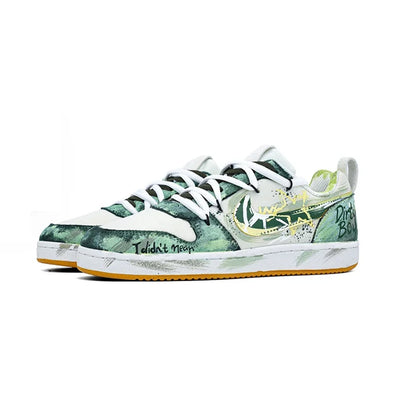 Individuell gestaltete Sneaker Nike Court Borough PRM „Party Star“ – Individuell gestaltete, dekonstruierte Graffiti-Low-Top-Skateschuhe für Herren