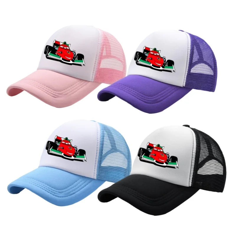 Anime Cars Lightning McQueen Cartoon Figure Print Fashion Baseball Cap Girls Boys Summer Casual Adjustable Sun Hat Birthday Gift