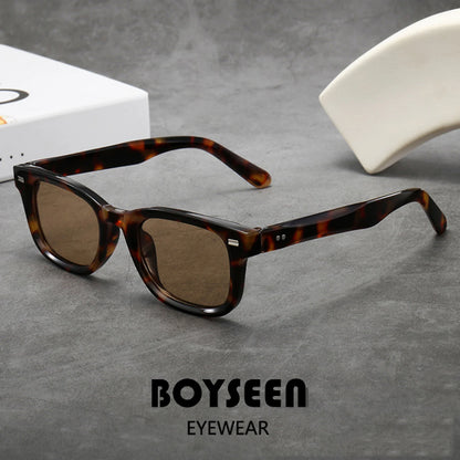 Men's Thick Framed Retro Brown Sunglasses Narrow Framed Hip-hop Style Rapper Eyewear Vacation Sunglasses UV400