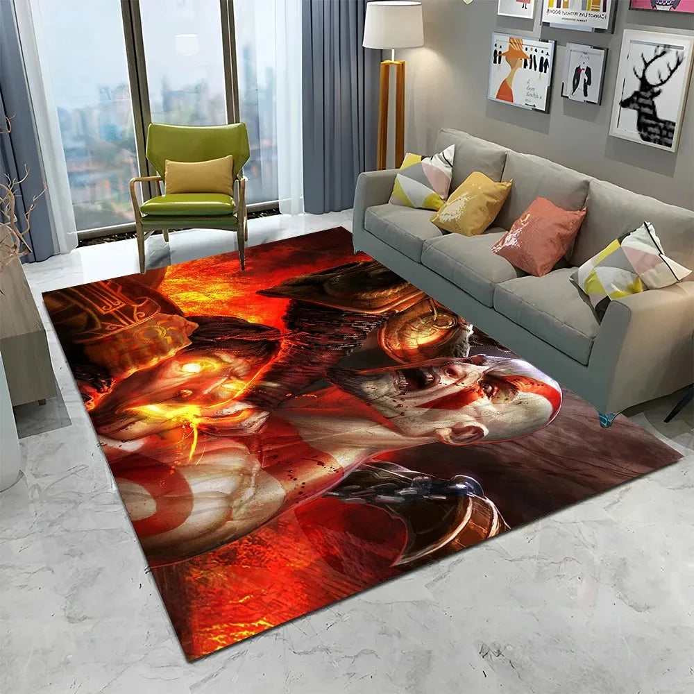 3D God of War Games Carpet Home Living Room Bedroom Sofa Doormat Decor Kids Play Area Rug Non-slip Mechanical Washable Floor Mat