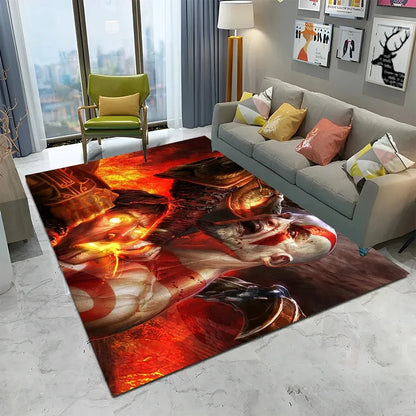 3D God of War Games Carpet Home Living Room Bedroom Sofa Doormat Decor Kids Play Area Rug Non-slip Mechanical Washable Floor Mat