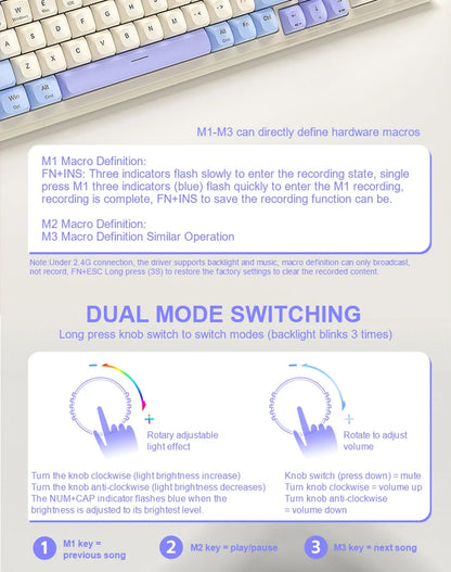AULA S99 독거미 키보드 Membrane KeyboardWireless Bluetooth Wired Three Mode RGB Gamer Keyboards Office Typing Mute 99 Keys