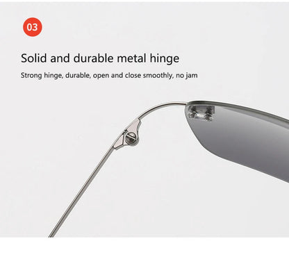 Titanium Frameless Polarized Sunglasses Driver Driving Night Vision Goggle Folding Ultra Light Color Film Titanium SunglassUV400