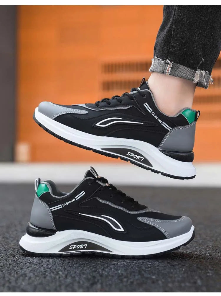 Pantofi sport casual pentru bărbați, stil coreean modern, cu șireturi, confortabili și respirabili, cu talpă groasă, pentru alergare