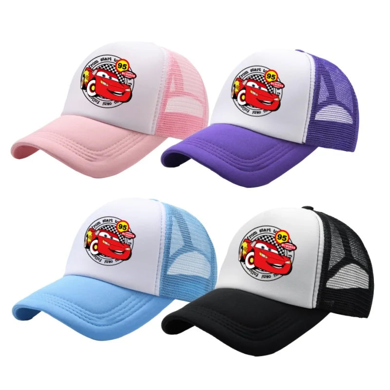 Anime Cars Lightning McQueen Cartoon Figure Print Fashion Baseball Cap Girls Boys Summer Casual Adjustable Sun Hat Birthday Gift