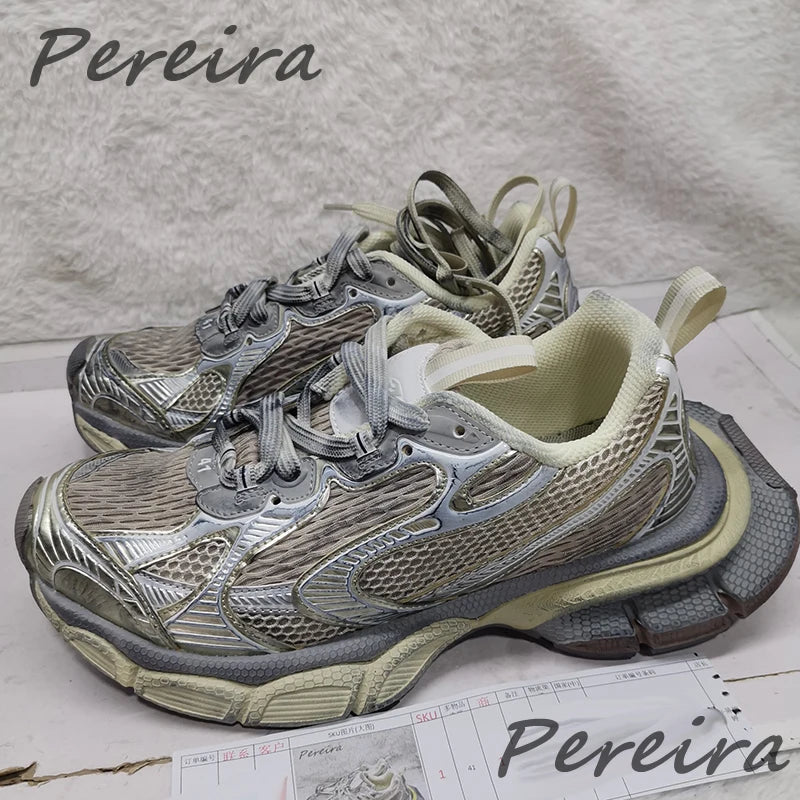 Street Style Thick Sole Men Sneakers New Mixed Colors Lace-Up Couple Casual Shoes Comfortable Breathable Running Walking Shoes