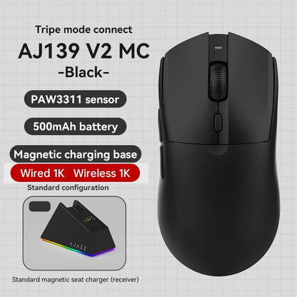 AJAZZ AJ139Pro/AJ139V2MC Kabellose Maus PMW3395/PAW3311-Chipsatz 12000-26000Dpi Professionelle Gaming-Maus