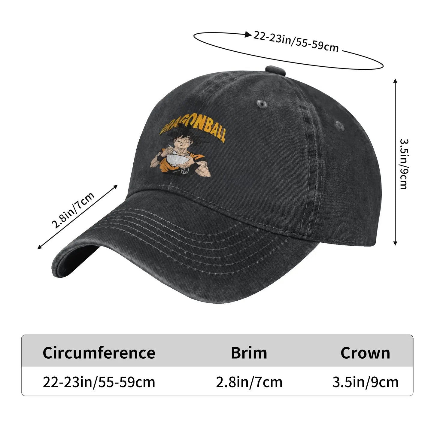 Retro DBZ dragon ball Goku Eating Ramen Baseball Caps Unisex Distressed Washed Sun Cap  Outdoor Summer Adjustable Fit Hats Cap