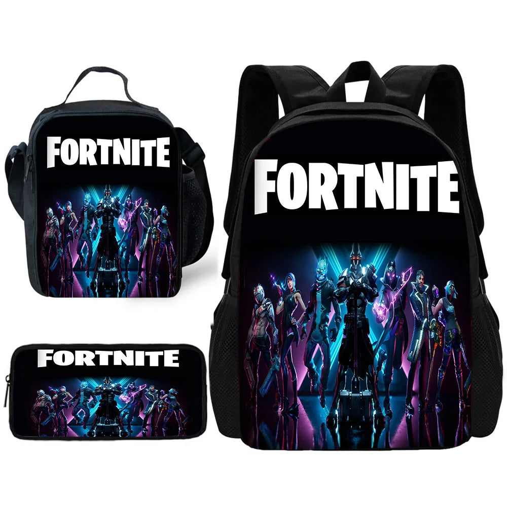 Trendiger Gaming-Schulrucksack für Kinder mit Lunchbags, Design-F-FortniteS Federmäppchen, Schultaschen für Jungen und Mädchen, ideales Geschenk