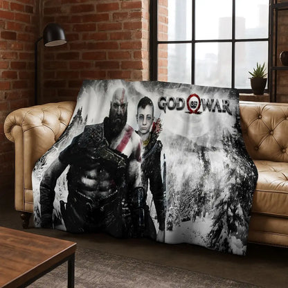 Classics God of War Kratos 3A Game Gamer Flannel Blanket,Warm and Cozy Soft Throw Blanket for Home Bedroom Bed Sofa Kid Gift