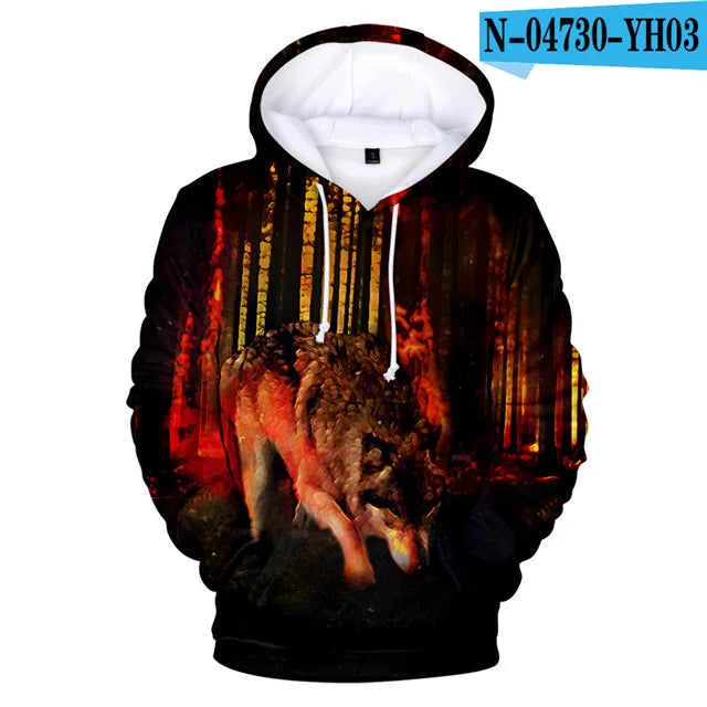 Cool Space Galaxy Wolf Hoodie Hoodies Men Bright Wolf Fashion Handsome Wolf Hoddies Spring Autumn Pullovers Sweatshirts Sweat