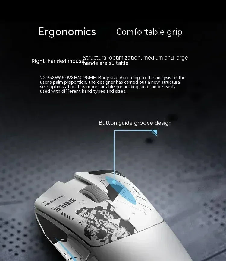 Metaphyuni Metapanda P1 kabellose Maus P1 Pro Max PAW3395, geringe Latenz, leichte E-Sports-Gaming-Maus, ergonomisch, Geschenk für PC-Gamer