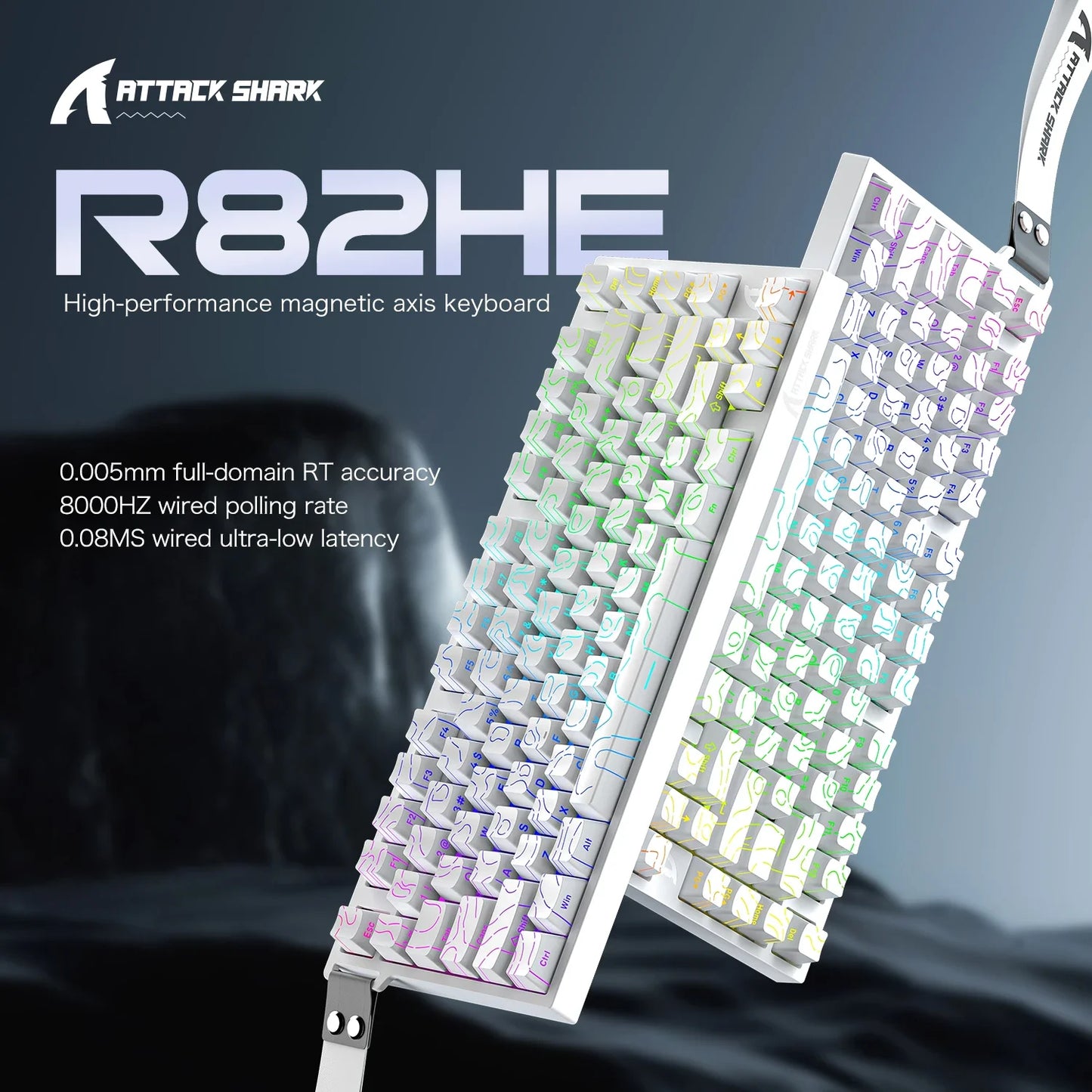 ATTACK SHARK R82 HE kabelgebundene magnetische 75%-Gaming-Tastatur mit RGB, 8000Hz, Rapid Trigger und 0.005mm Auslösung
