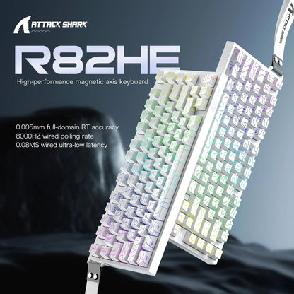 ATTACK SHARK R82 HE kabelgebundene magnetische 75%-Gaming-Tastatur mit RGB, 8000Hz, Rapid Trigger und 0.005mm Auslösung