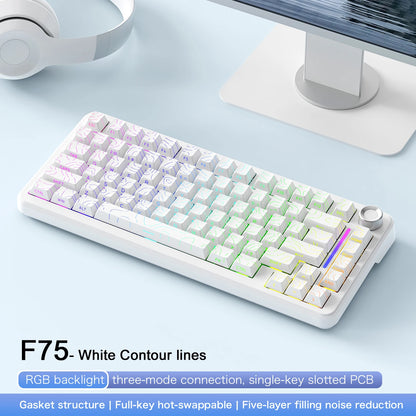 F75 Mechanical Keyboard FREEWOLF * AULA F75 Bluetooth Three-mode Keyboard,Dedicated for Gaming and Office Use