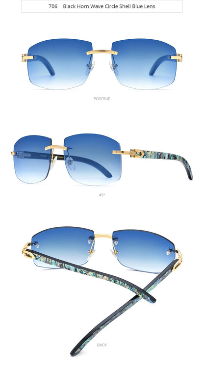 HEPIDEM Buffalo Horn Glasses Men Famous Brand Design Rimless Sunglasses Women Luxury Eyewear Horn-Rim Frameless Buffs Eyeglasses