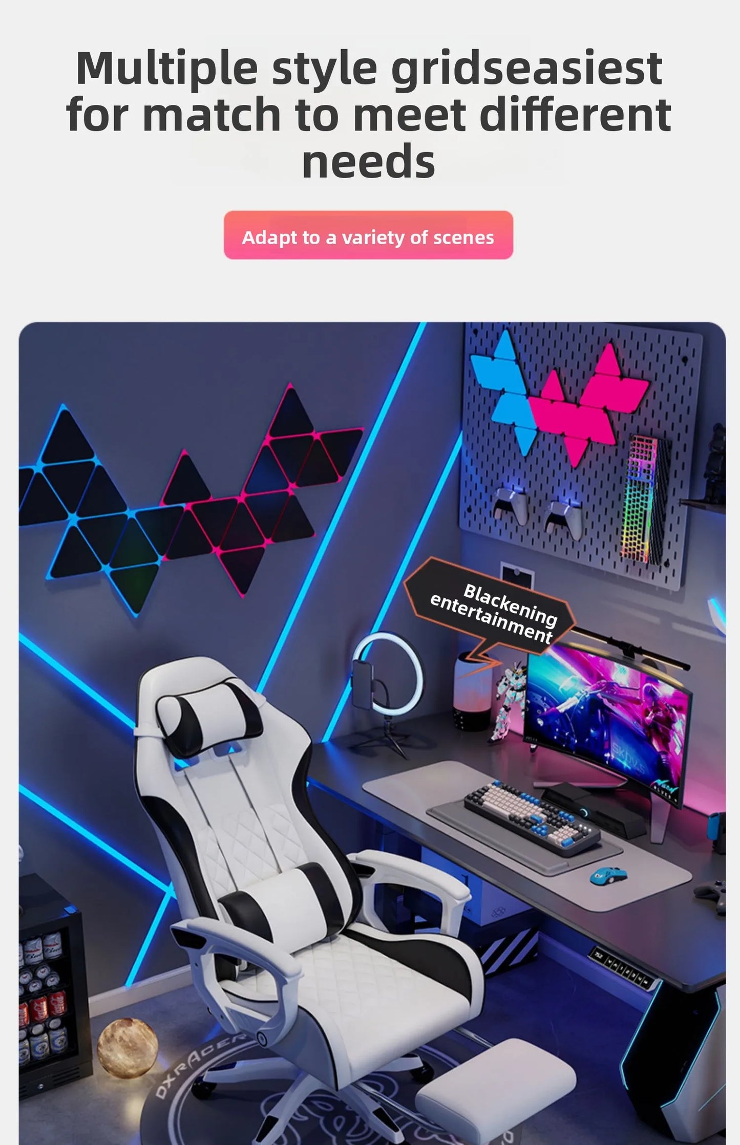 Sedia e-sport da uomo confortevole per sessioni prolungate, sedia da computer reclinabile per il relax, schienale