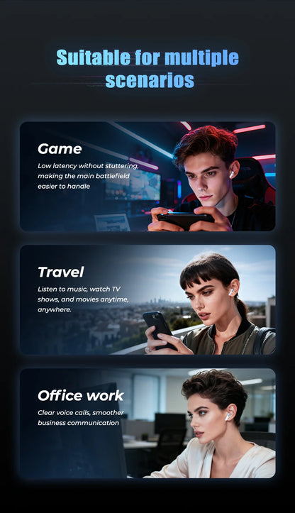 Auriculares Bluetooth HTC NE49 6.0 True Wireless Earbuds Gaming HiFi Deep Bass Lightweight Cool Design IPX5 Waterproof Choice