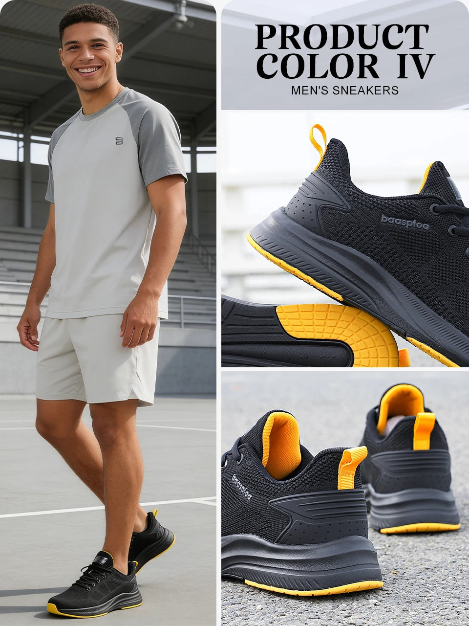 Baasploa Running Shoes Men's New Casual Lightweight Designer Mesh Sneakers Male Outdoor Breathable Lace-Up Sports Walking Shoes
