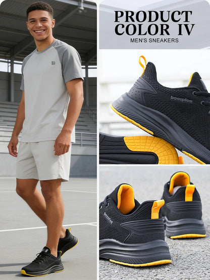 Baasploa Running Shoes Men's New Casual Lightweight Designer Mesh Sneakers Male Outdoor Breathable Lace-Up Sports Walking Shoes
