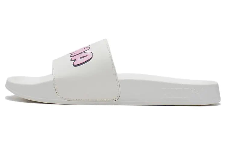 Baskets Puma Leadcat 2.0 Logo Slide blanches, couleur Whisper White, Prism Pink, noir, 387234-01