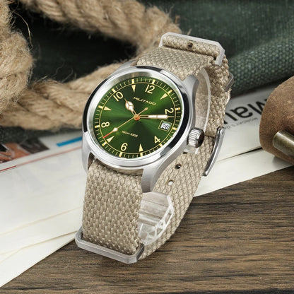 Militado ML08 Men Military Watch Ronda 515 Movement Sapphire Luminous Vintage Watches 10Bar Waterproof Stainless Steel Watch