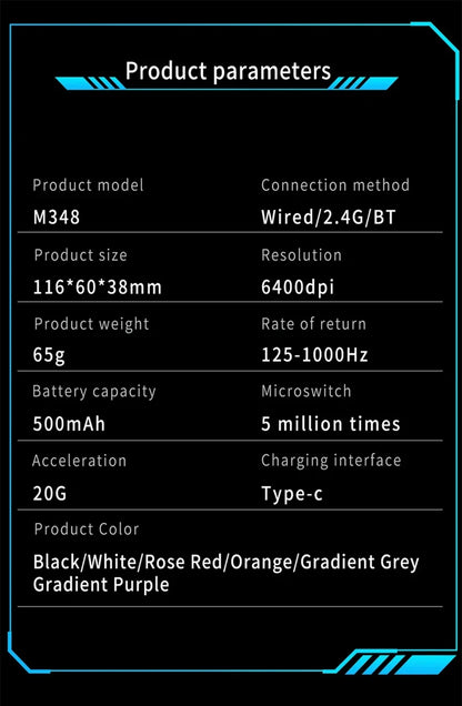 High Quality Rechargeable Wireless Mice Support Bluetooth/2.4G Gaming Mouse High Precision Silent Gamer Mice for iPad Computer