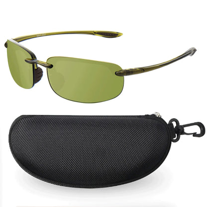 MAXJULI Polarized Sports Sunglasses for Men Women TR90 Rimless Frame Protection for Running Fishing  Driving UV400 8001