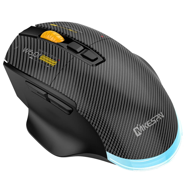 Ποντίκι gaming από ανθρακονήματα 12800DPI, 2.4G ασύρματο, Bluetooth και ενσύρματο, τριπλής λειτουργίας, αθόρυβο κουμπί, προγραμματισμός macro, 500mAh, 7 πλήκτρα