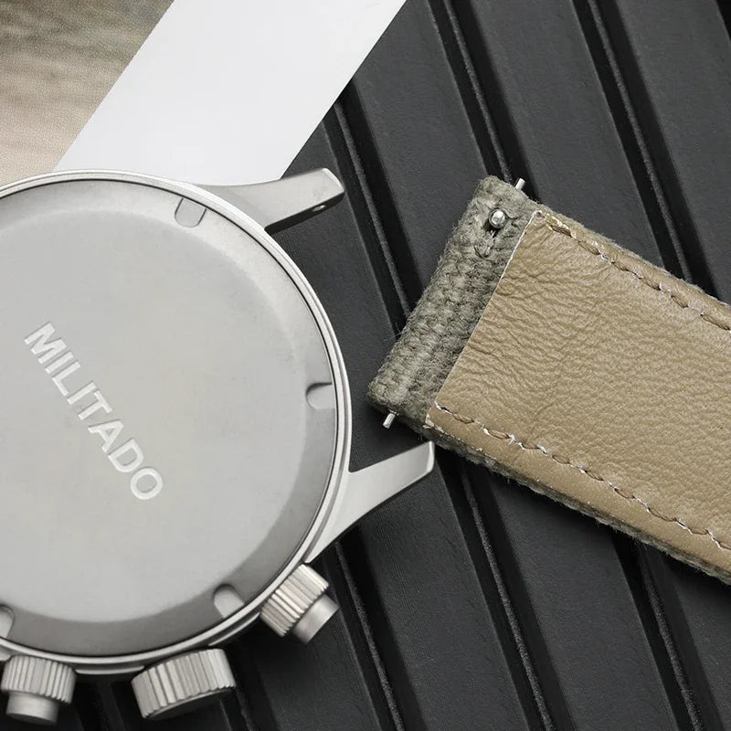 Militado VK61 VK67 Quartz Chronograph Watch 39mm 316L Stainless Steel Case 3 Dial Waterproof 100M  Multifunction Military Watch