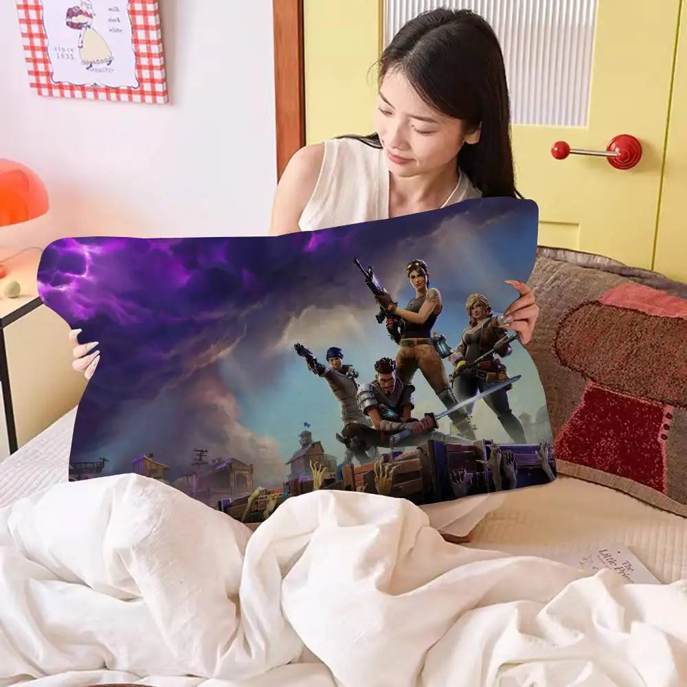Joc de desene animate F-FortniteS. Fabricat din poliester cu uscare rapidă, antiderapant. Prosop de pernă de înaltă calitate. Față de pernă antiderapantă, fixată bine.