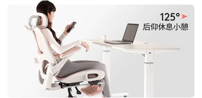 Ergonomic Rattan Office Chair with Massage Design, Sihoo Leather Executive Desk Chair, Folding Swivel Chair with Adjustable Height & Armrests