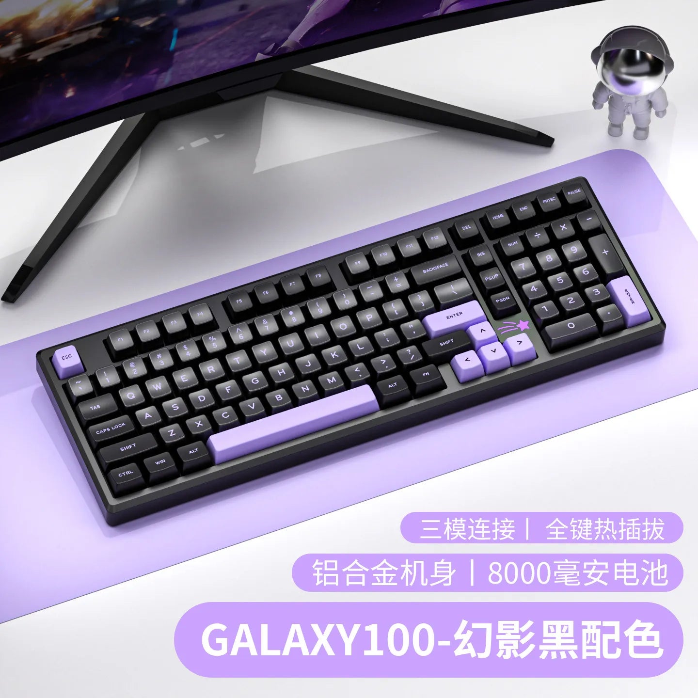 VTER Galaxy100 Full Aluminum Mechanical Keyboard Tri-mode Bluetooth 2.4G Gasket Mount Hot-Swap RGB Gaming Keyboard for PC Mac