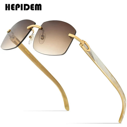 HEPIDEM Buffalo Horn Glasses Men Famous Brand Design Rimless Sunglasses Women Luxury Eyewear Horn-Rim Frameless Buffs Eyeglasses