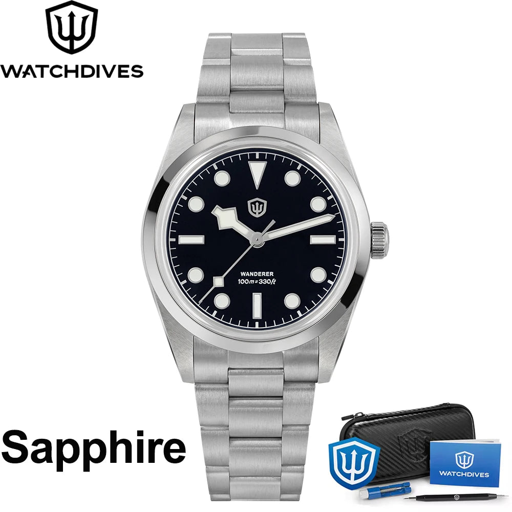 Watchdives WD1016 V3 Watch 37mm VH31 Sweep Quartz Movemet Stainless Steel Watch Waterproof Luminous Sapphire Men Wristwatch