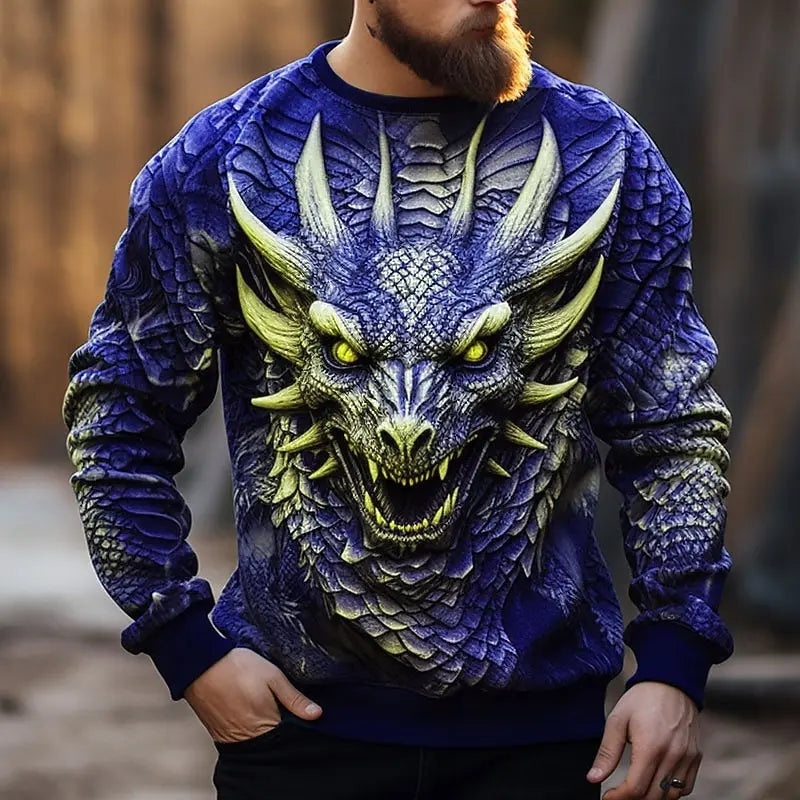Pánska mikina s kapucňou s potlačou čínskeho draka, módna 3D mikina so vzorom draka, hip-hopový oversized pulóver, pánske oblečenie Monster Golf