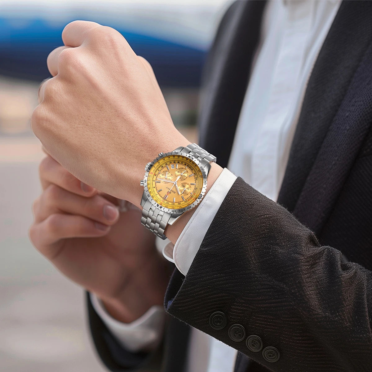 BERNY Chronograph Watches for Men Aviation Multifunction Quartz Men's Watch Date Sapphire Super Luminous Luxury Wristwatch