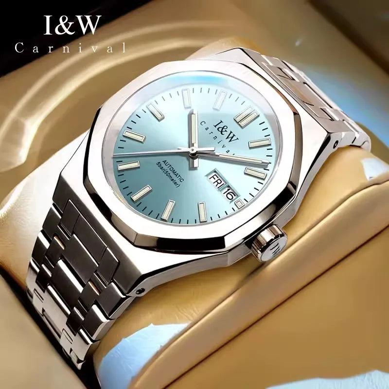 Montre mécanique pour homme CARNIVAL – Montre-bracelet automatique de luxe, verre saphir, mouvement MIYOTA, étanche jusqu'à 50 m