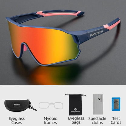 ROCKBROS Polarized Bike Glasses UV400 Sun Protection Cycling Sunglasses Ultralight Large Frame MTB Road Bicycle Eyewear Glasses