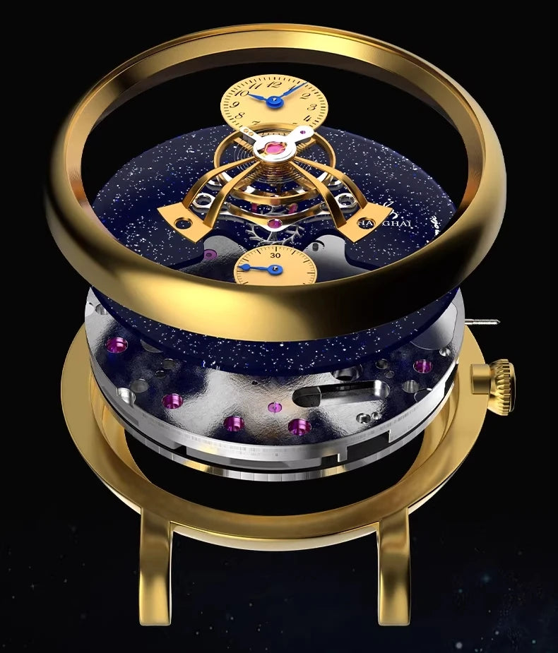 Shanghai The Bund Sky Dome Series Men's Mechanical Watch 42mm Center Flywheel Automatic Watch Limited Edition Brand Watches 865
